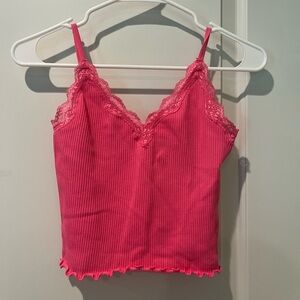 pink lace y2k cropped cami top 

never worn